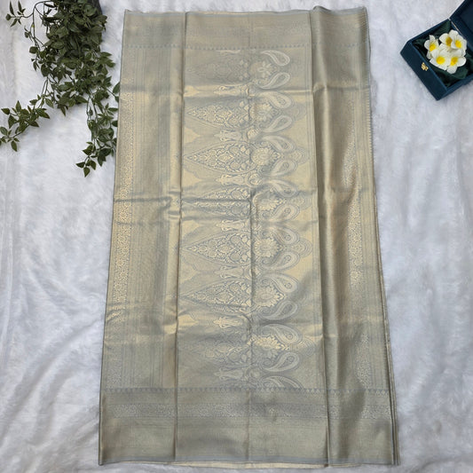 Budget-friendly Kanchi Soft Silk Saree in Elegant Grey Self with Subtle Silver Zari