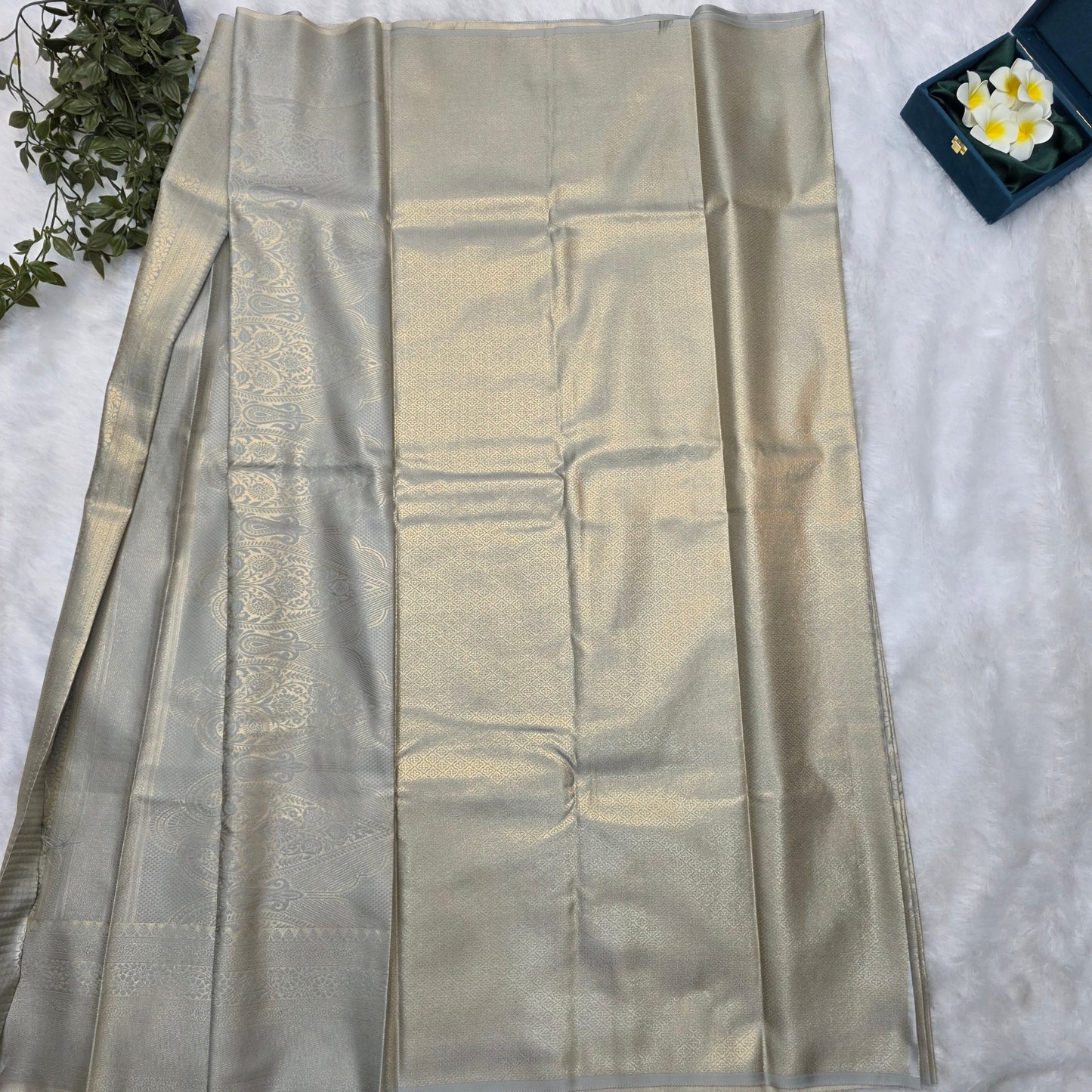 Budget-friendly Kanchi Soft Silk Saree in Elegant Grey Self with Subtle Silver Zari