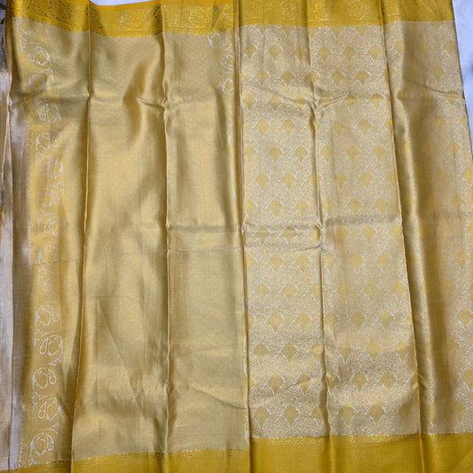 Kanchi Silk Blend Budget Saree in Radiant Gold with Classic Gold Borders
