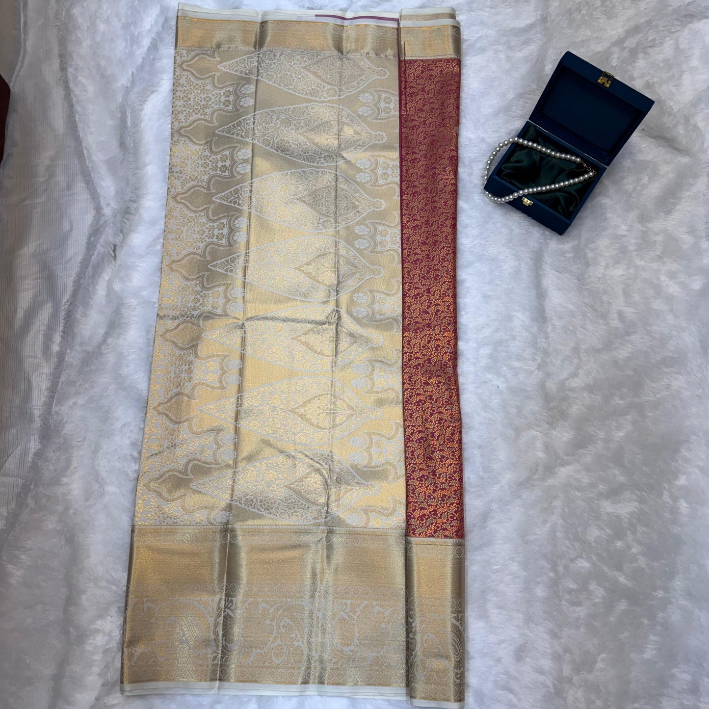 Kanchi Soft Silk Saree in Red with Antique Golden Zari