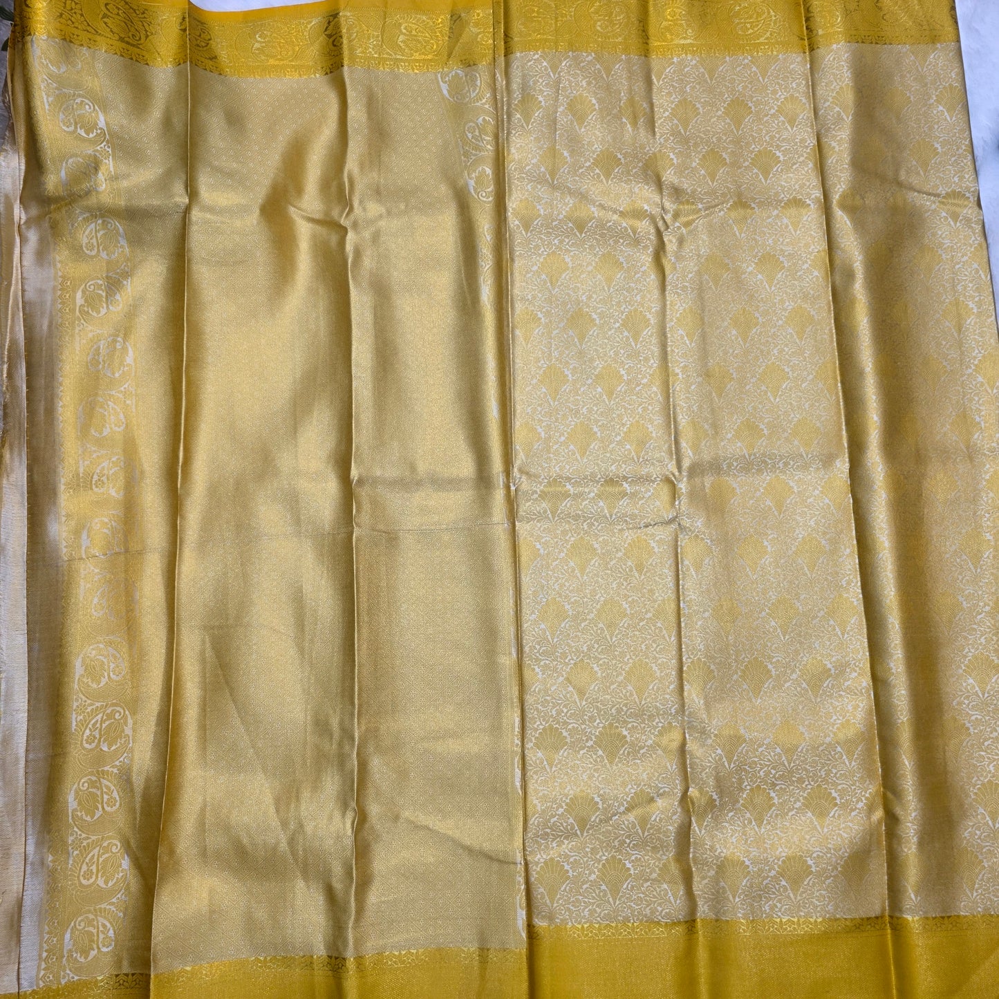 Kanchi Silk Blend Budget Saree in Radiant Gold with Classic Gold Borders