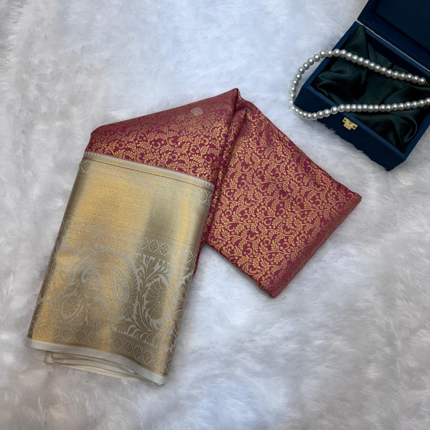 Kanchi Soft Silk Saree in Red with Antique Golden Zari